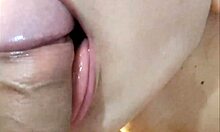 Amateur Teen Sucks Cock Deep in Super Closeup Oral Action