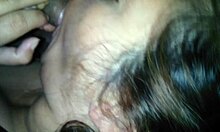 girlfriend's nighttime suck leads to missionary tit squeezing