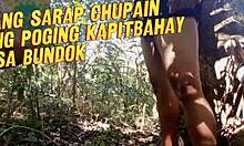 Forest blowjob delight from curvy girlfriend with tiny waist!