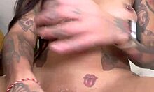 cute tattooed latina girl next door solos huge dildo deep in fat ass pov masturbation