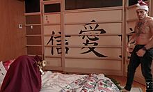 Santa delivered this horny blonde bombshell for Christmas deepthroat fun!