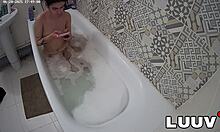 luuv elika shaves those smooth legs in bathroom voyeur reality show