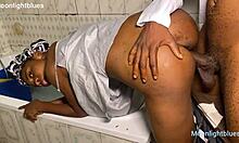 skinny beauty spots plumber's monster cock and dives into one wild bathroom bang