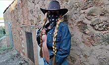 i spot sexy blonde stranger on street, drag her to jungle for horny blowjob