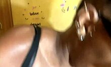 thick ebony slut cami strella slams huge dildo deep in fat ass and natural tits bounce