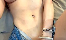 Pure joy as cute big-tits peasant squirts fingering her own ass