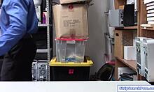 Security guard rips lingerie off busty teen babe at work?