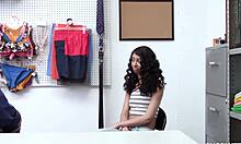 can you handle this petite black teen shoplifter's deep throat skills in office uniform?!