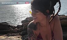 Teasing public fun on ilha bela trip with bent over doggystyle and ripped clothes