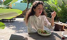 cum on her face at the cafe then watch her eat lunch 😏 cumwalk vibes!