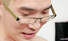 condom slips off before he unloads on her tight asian pussy