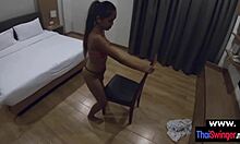 watch this tiny thai wife tease with strip then rip clothes for intense pov pounding 😏🍑