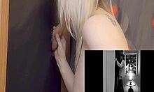 Sucking big cock at gloryhole till swallow