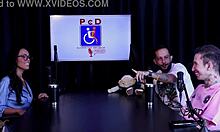 imagine the teasing interview turning into full lingerie humiliation with tattooed blonde latina in see through outfit