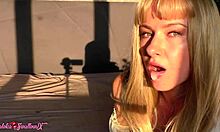 uninhibited minx SUCKS and JERKS teacher's BIG DICK cum mouth!