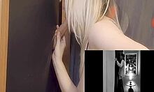 Sucking big cock at gloryhole till swallow