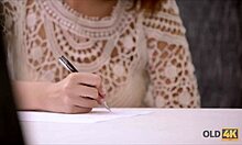 Old gentleman seduces young beautiful babe for intense sex