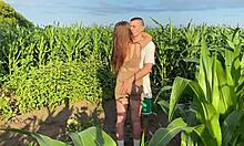 Roughly fucking hot cute multiorgasmic babe in public cornfield