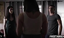 stepsiblings roughly pass chanel preston and evelyn claire around in taboo threesome lick fest