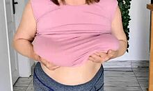 Giant Mature Boobs Swing Wildly Without Bra In Hot Striptease