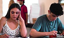 Perverted blonde teen teacher Emma Starletto rides monster cock in classroom chaos