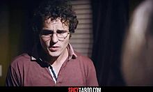 hey, watch this brunette girlfriend sneakily ride her boyfriend's cock deep