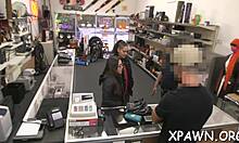 Sloppy Reality Slut Sucks and Fucks Cock Hard in Shop Pov