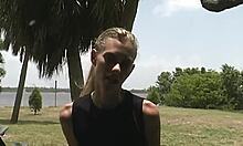 blonde milf mindy flashes her petite tits outdoors publicly