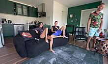 gangbang slut takes three cocks in pussy and ass 😈 double penetration overload!