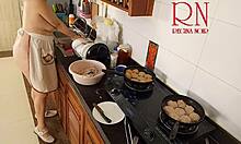 voyeur spies nudist housewife regina noir cooking naked in kitchen like a horny maid