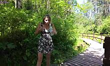 remote controlled vibrator hits park sweet girl orgasm