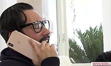 that horny babe couldn't resist jumping on her friend's stepdad for a wild fuck session