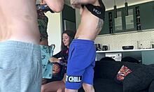 gangbang slut takes three cocks in pussy and ass 😈 double penetration overload!