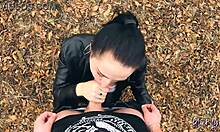 Long Haired Brunette Teen's Leather Outdoor Fun