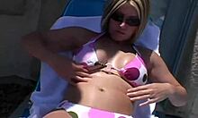 Paige Lotions Up Smoothly Outdoors