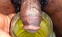 Watch small hairy black cock piss outdoors then indoor gaping tease