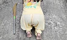 Young married rooftop bride takes outdoor Indian cock in her tight ass!