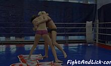 Wrestling Lesbians Switch To Face-Sitting Cunnilingus
