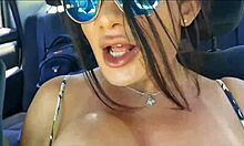 ever wonder what happens on a ride with this hot latina driver? she flashes her big clit pussy