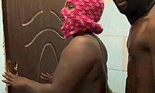 Bent Curvy Screaming Amateur Against Bathroom Wall