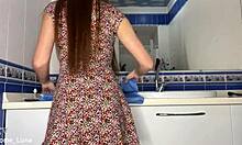 Skinny tattooed teen bares shaved pink pussy and wet folds up close