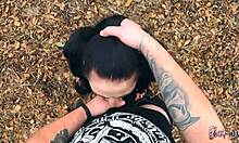 Long Haired Brunette Teen's Leather Outdoor Fun