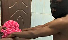 Bent Curvy Screaming Amateur Against Bathroom Wall