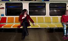 hey hubby watch me stroke this stranger's cock on the train till he explodes public flashing thrill?