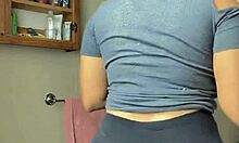 Mexican teen's leggings hug her fat ass tight.