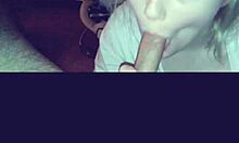 My Heart Races as Hot Big Titty Blonde Sucks Cock to Explosive Cumshot in Lingerie