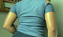 Mexican teen's leggings hug her fat ass tight.