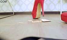 crushing foundation and eyeshadow flat with killer red high heels 👠💥🔥