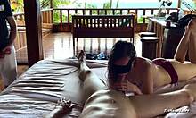 horny wife craves stranger facial while husband watches closely