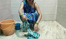 Stepmom bends over laundry lets stepson pound her tight pussy deep